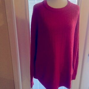 Beautiful Red Lightweight Loose Fitting Crew Neck Long Sleeve Oversized Sweater